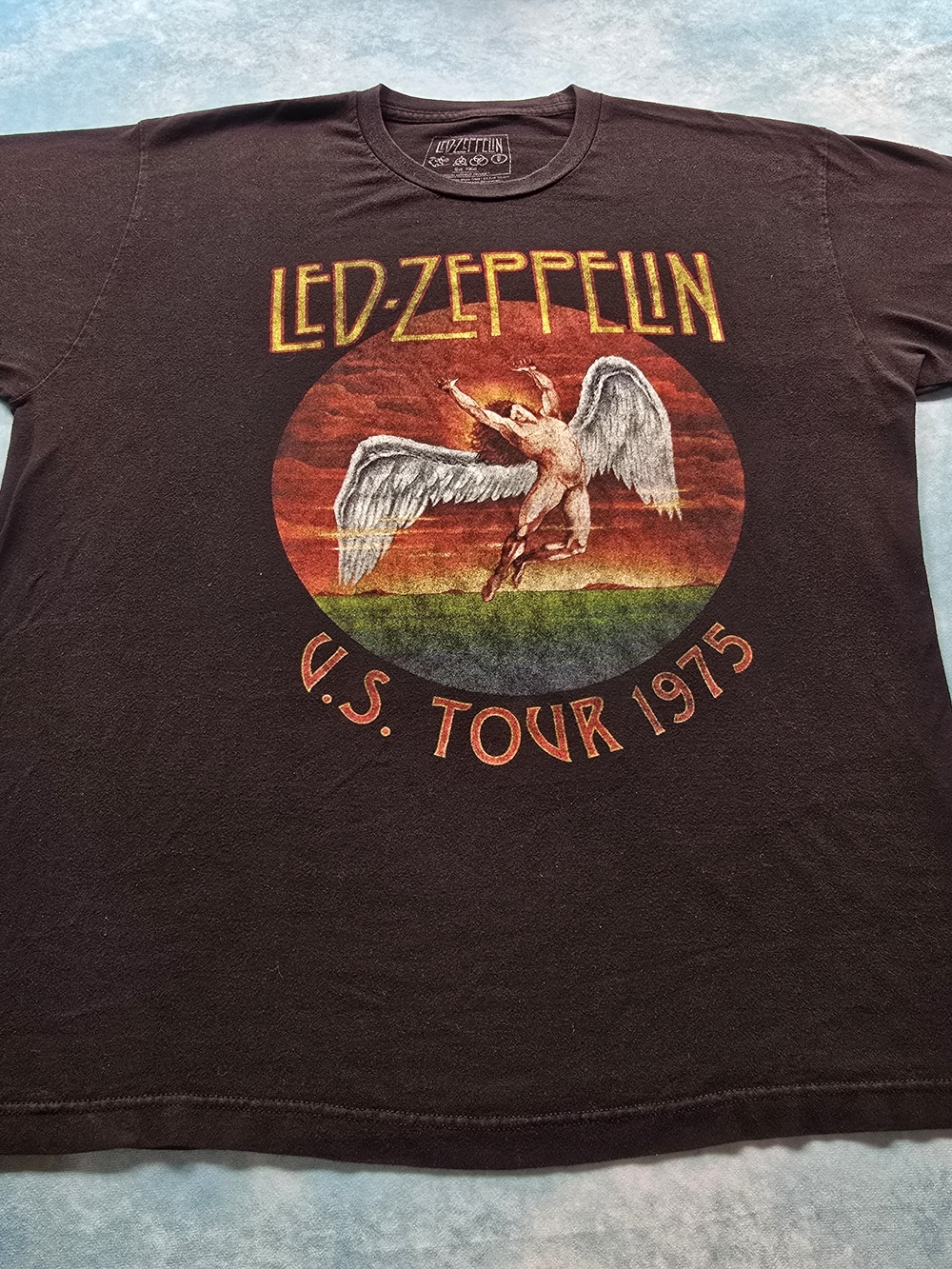 Led Zeppelin U.S. Tour 1975 Black Graphic Tee XL
